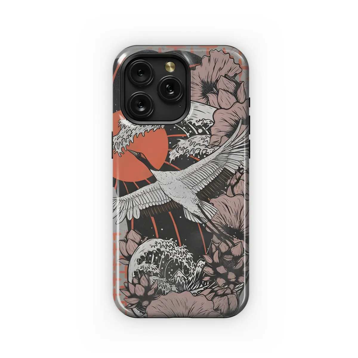 Japanese Art Red Moon Phone Case iPhone Samsung Cover Pixel 1784 - Image 1