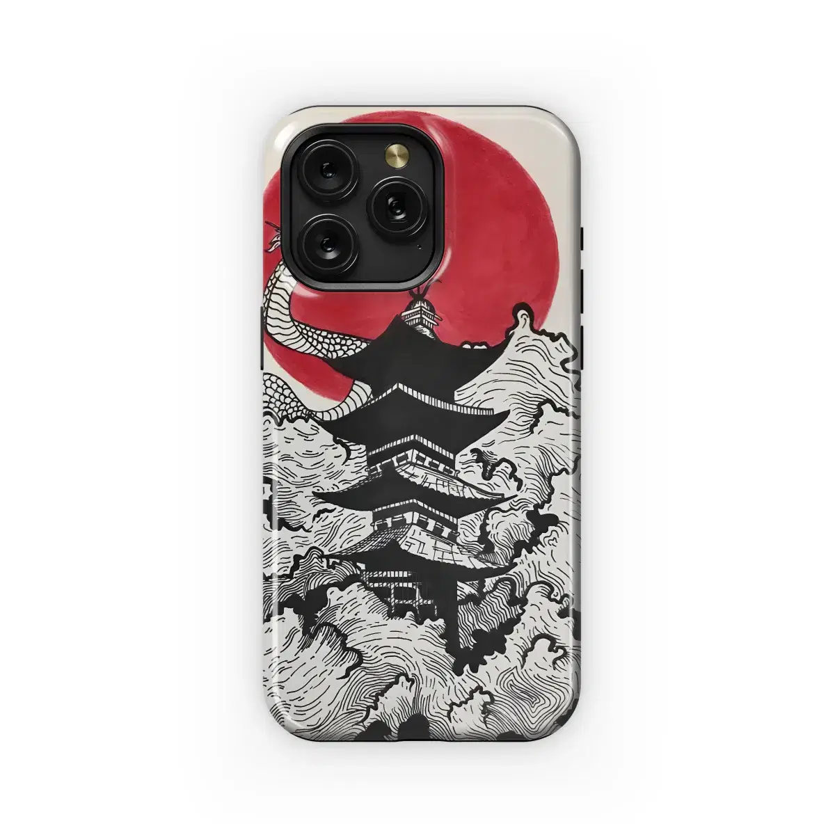 Japanese Art Red Moon Phone Case iPhone Samsung Cover Pixel 1785 - Image 1