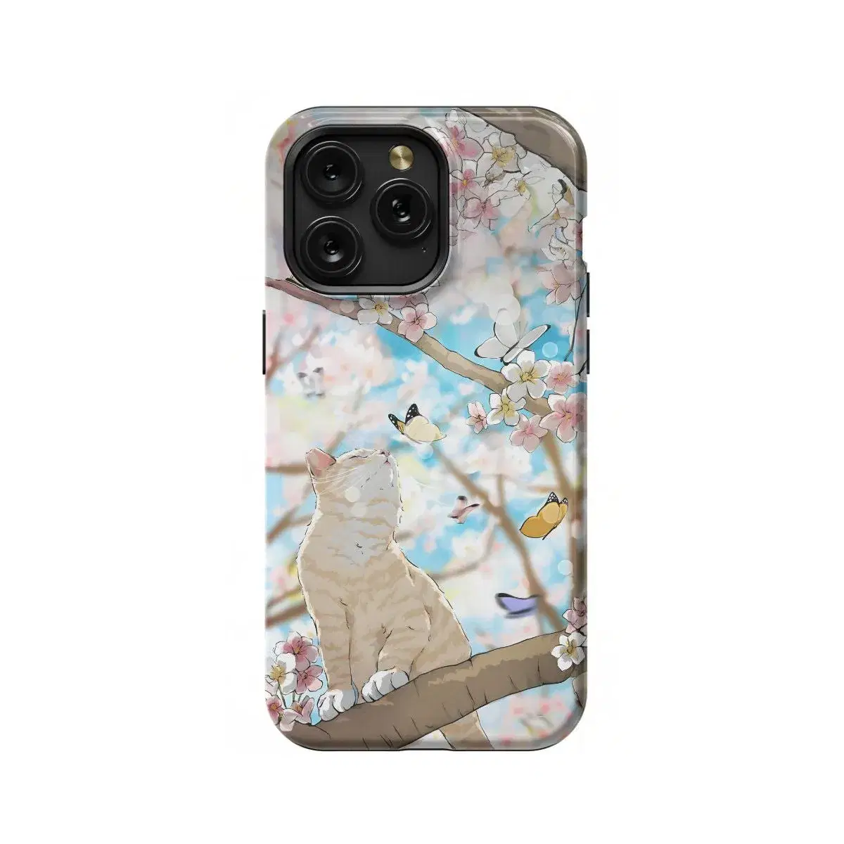 Japanese Cat Butterfly Phone Case iPhone Samsung Pixel & More - Image 1