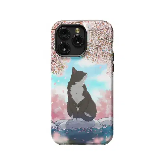 Japanese Cat Cherry Phone Case iPhone Samsung Pixel & More - Image 1
