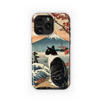 Japanese Cat Landscape Phone Case iPhone Samsung Cover Pixel 3562 - Image 1