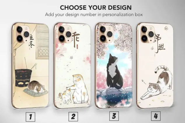 Japanese Cats Phone Case Aesthetic Cute Cover
