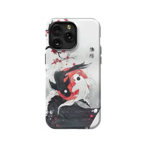 Japanese Fish Yin and Yang Blossom Phone Case iPhone Samsung Pixel & More - Image 1