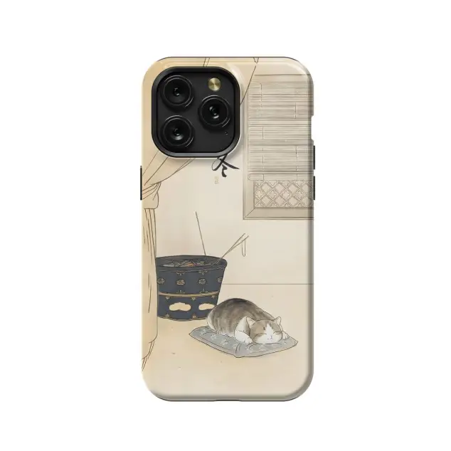 Japanese Lofi Cat Phone Case iPhone Samsung Pixel & More