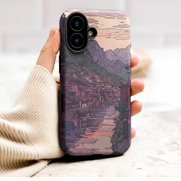 Japanese Mountain Village Lofi Anime Art Phone Case Cover for iPhone 17 Pro Max 16 15 Plus 14 13 Mini Samsung S25 S24 Google Pixel 10 9 8994