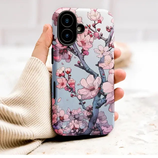 Japanese Sakura Cherry Blossom Floral Art Phone Case Cover for iPhone 17 Pro Max 16 15 Plus 14 13 Mini Samsung S25 S24 Pixel 10 9 8995