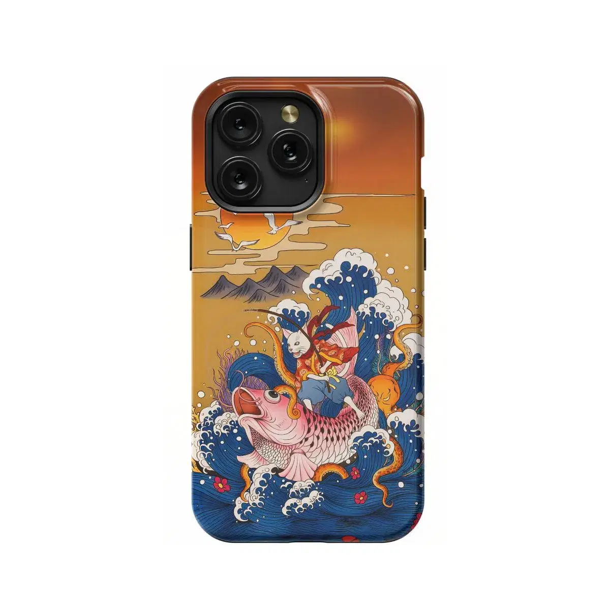 Japanese Sea Wave Fish Phone Case iPhone Samsung Pixel & More - Image 1