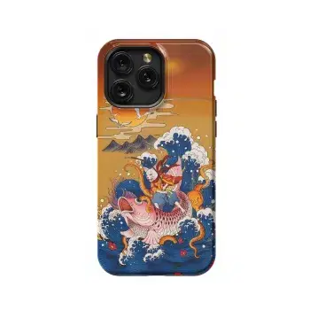 Japanese Sea Wave Fish Phone Case iPhone Samsung Pixel & More - Image 1