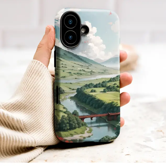 Japanese Valley Scenery Anime Art Design Phone Case Cover for iPhone 17 Pro Max 16 15 Plus 14 13 Mini Samsung S26 S25 Google Pixel 10 9 9644