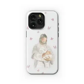 Jesus, Lamb, and Butterflies Phone Case iPhone Samsung Cover Pixel 4879 - Image 1