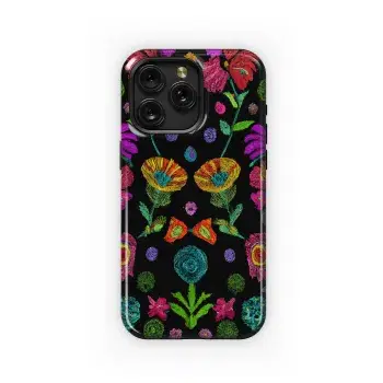 Kids mix emboidery leaves flowers colour Phone Case iPhone Samsung Cover Pixel 3532 - Image 1