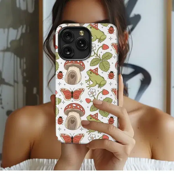 Ladybugs & Roses Pattern Phone Case iPhone Samsung Cover Pixel 5055 - Image 1