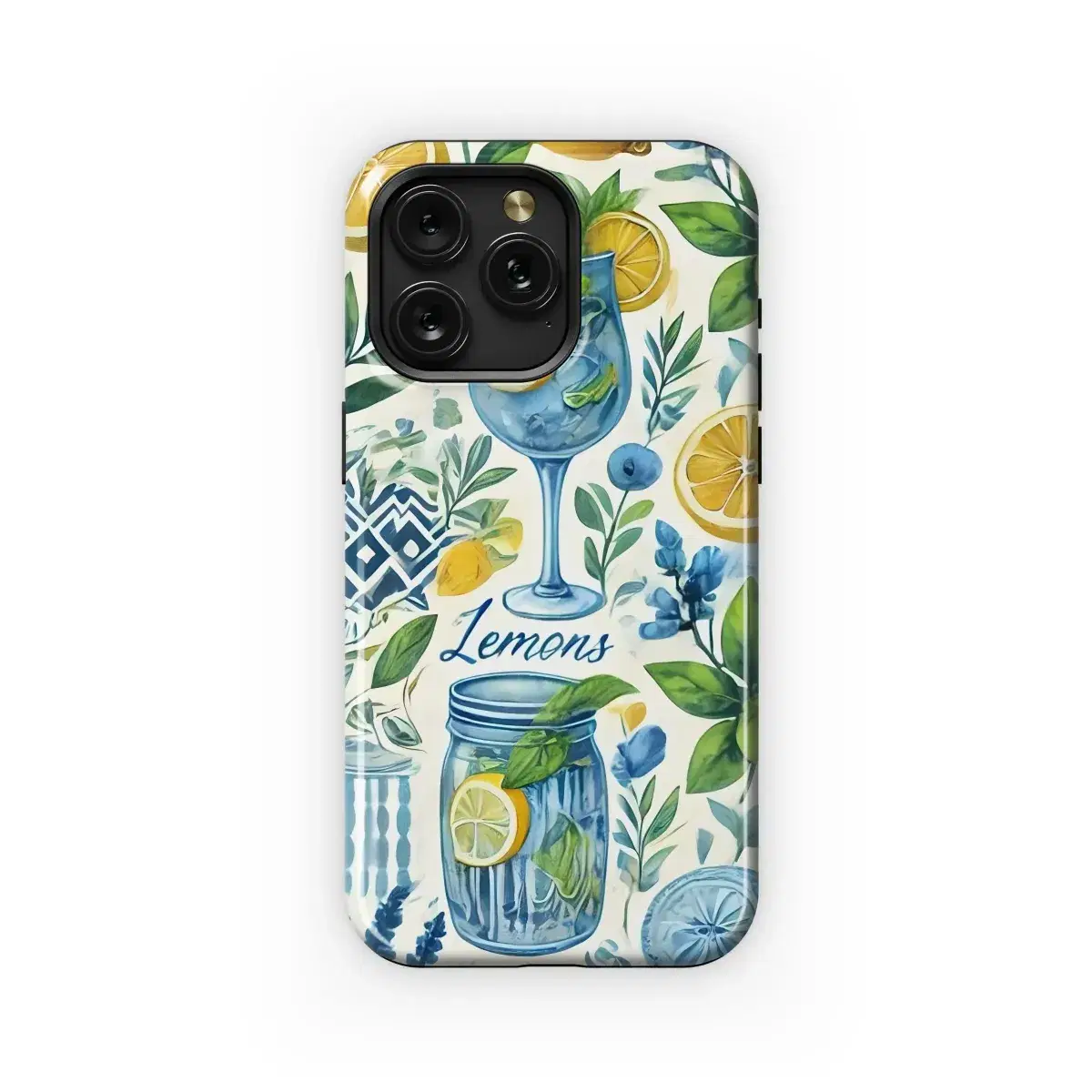 Lemon & Blue Watercolor Delight Phone Case iPhone Samsung Cover Pixel 4954 - Image 1