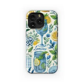 Lemon & Blue Watercolor Delight Phone Case iPhone Samsung Cover Pixel 4954 - Image 1