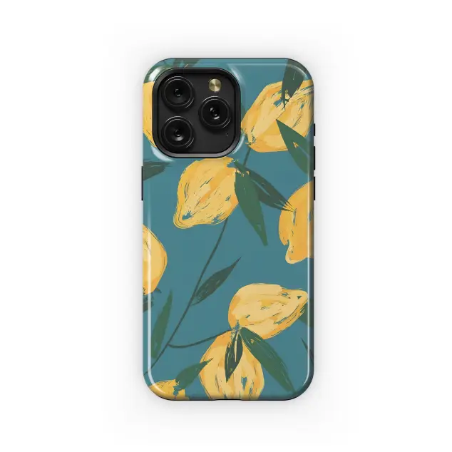 Lemons Teal Strokes Phone Case iPhone Samsung Cover Pixel 4270