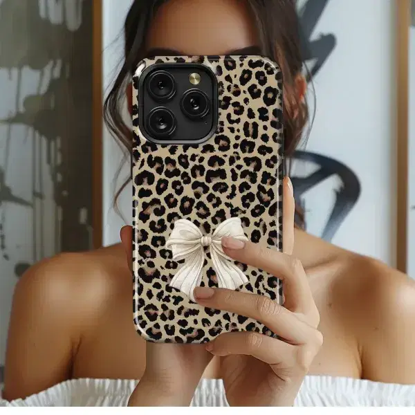 Leopard Bow Glamour Phone Case iPhone Samsung Cover Pixel 5765 - Image 1