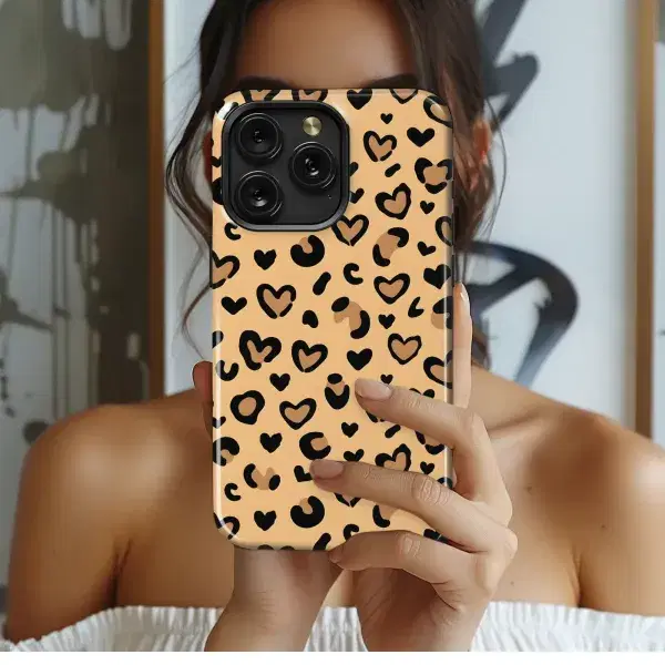 Leopard Love Pattern Phone Case iPhone Samsung Cover Pixel 5766 - Image 1
