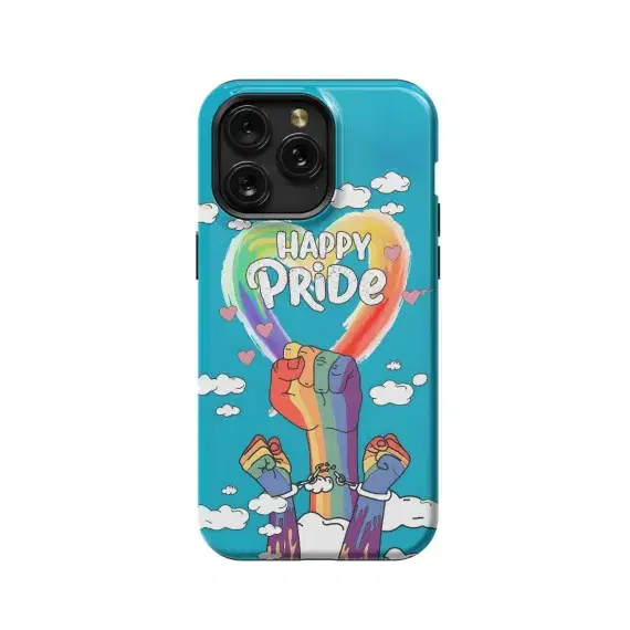 LGBTQ Pride Flag Hands Sky Clouds Happy Phone Case iPhone Samsung Pixel & More - Image 1