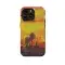 Lion with Small Lion Orange Sky Phone Case iPhone Samsung Pixel & More 282 - Image 1