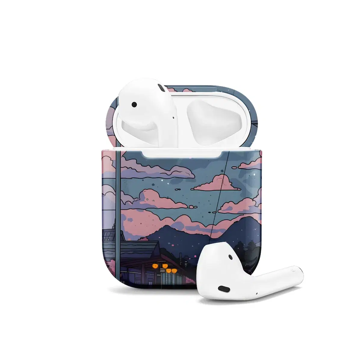 Lofi Train Landscape Cloud Sky AirPods Case AirPods Pro AirPods Pro 2 AirPods 3 AirPods 2 Glossy 1508 - Image 1