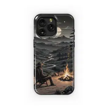 Lone Cowboy Night Campfire
 Phone Case iPhone Samsung Cover Pixel 4275 - Image 1
