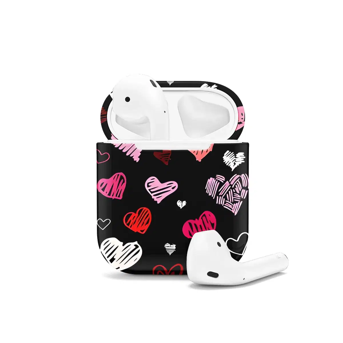 Love Core Pink Dark Seamless Hearts AirPods Case AirPods Pro AirPods Pro 2 AirPods 3 AirPods 2 Glossy 1633 - Image 1