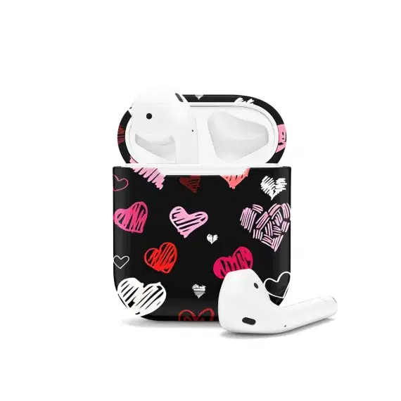 Love Core Pink Dark Seamless Hearts AirPods Case AirPods Pro AirPods Pro 2 AirPods 3 AirPods 2 Glossy 1633 - Image 1