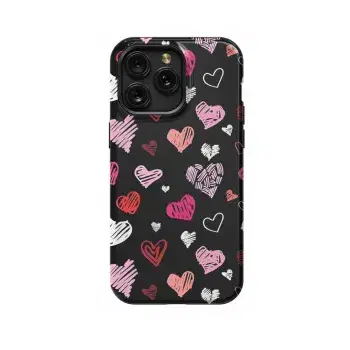Love Core Pink Dark Seamless Hearts Phone Case iPhone Samsung Cover Pixel 1633 - Image 1