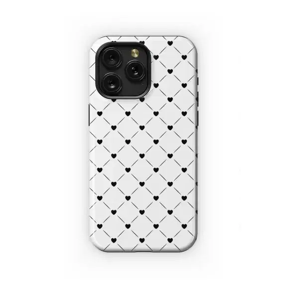 Love Heart Line Black White Pattern Phone Case iPhone Samsung Cover Pixel 2146 - Image 1