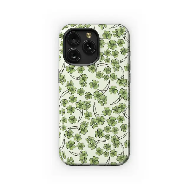 Lucky Green Clover Leaf Pattern Phone Case iPhone Samsung Cover Pixel 5341