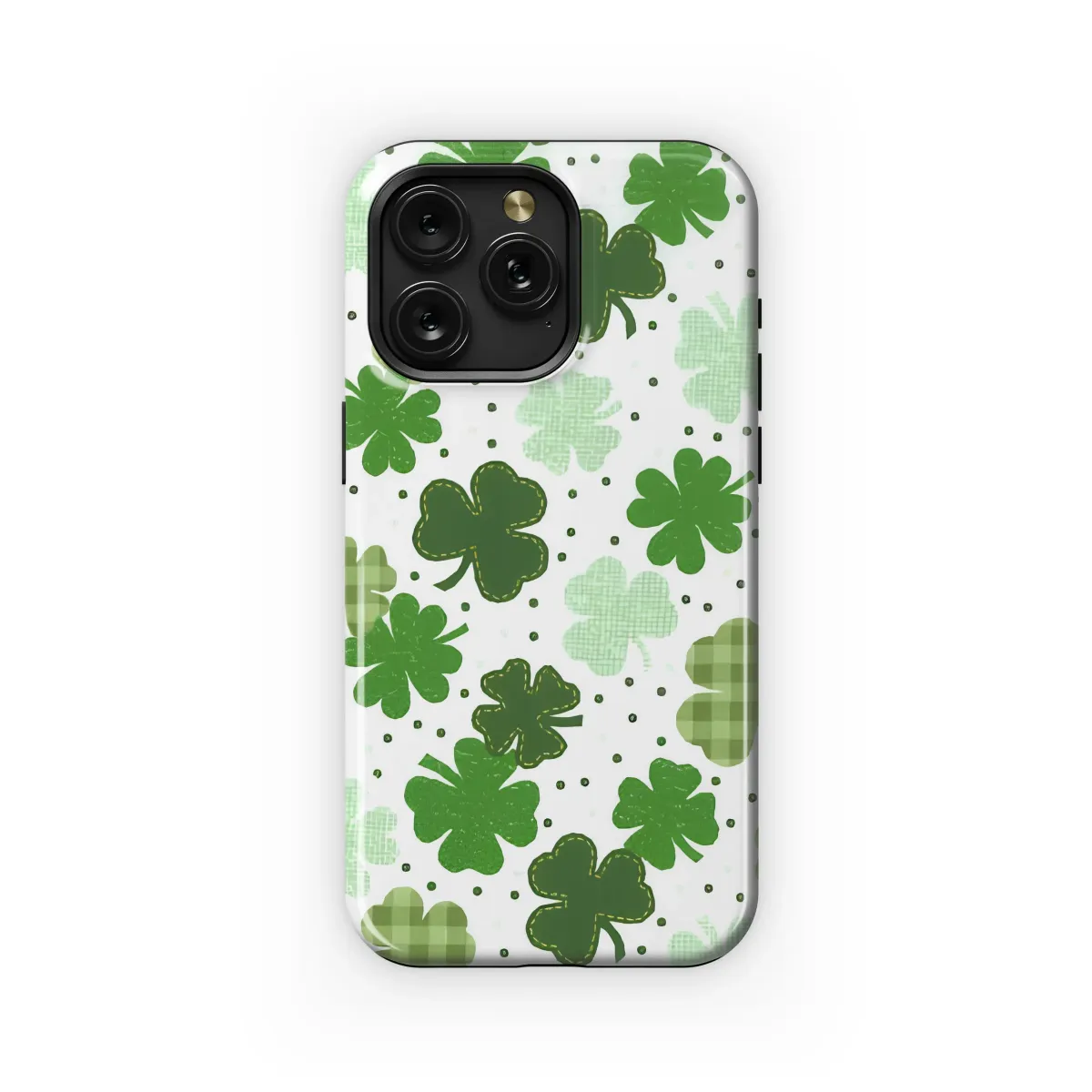 Lucky Irish Clover Patchwork Art Phone Case iPhone Samsung Cover Pixel 7794 - Image 1