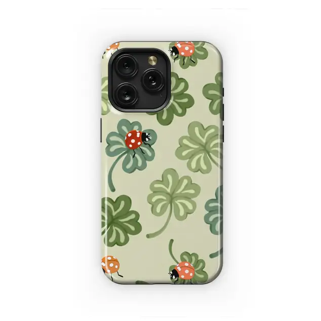 Lucky Ladybug Clover Meadow Design Phone Case iPhone Samsung Cover Pixel 7783