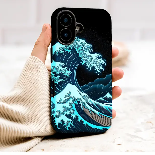 Luminous Great Wave Japanese Ukiyoe Art Phone Case Cover for iPhone 17 Pro Max 16 15 Plus 14 13 Mini Samsung S26 S25 Google Pixel 10 9 9977