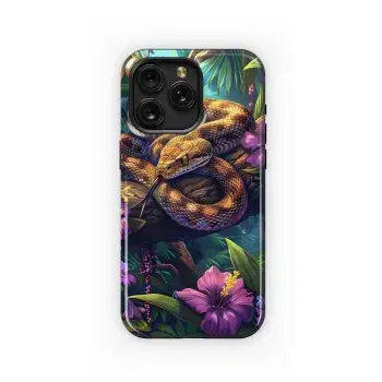 Lush Jungle Snake Purple Flowers Phone Case iPhone Samsung Cover Pixel 5239 - Image 1