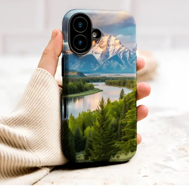Majestic Teton Mountain River Landscape Phone Case Cover for iPhone 17 Pro Max 16 15 Plus 14 13 Mini Samsung S25 S24 Google Pixel 10 9 9009