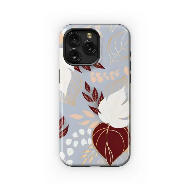 Maroon Gold Botanical Pattern Phone Case iPhone Samsung Cover Pixel 5380