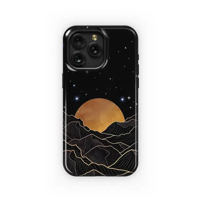 Midnight Moon Over Golden Veins Phone Case iPhone Samsung Cover Pixel 6309