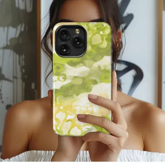Modern Green Yellow Batik Phone Case iPhone Samsung Cover Pixel 3112 - Image 1