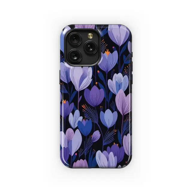 Moody Purple Floral Garden Botanical Art Phone Case Cover for iPhone 17 Pro Max 16 15 Plus 14 13 Mini Samsung S25 S24 Google Pixel 10 9 8182
