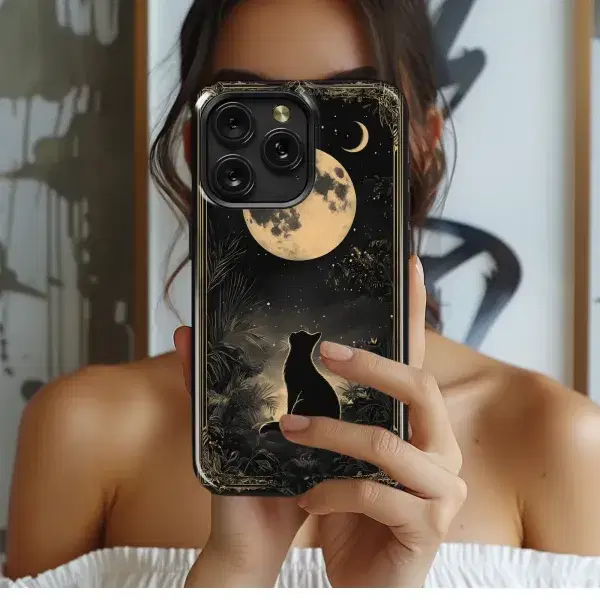 Moonlit Cat Serenade Phone Case iPhone Samsung Cover Pixel 5781 - Image 1
