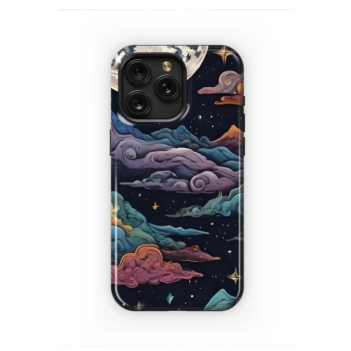 Mystical Moon Over Swirling Clouds Phone Case iPhone Samsung Cover Pixel 7600 - Image 1