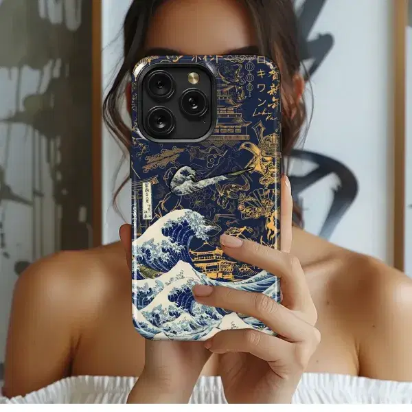 Navy Floral Gold Accents
 Phone Case iPhone Samsung Cover Pixel 5601 - Image 1