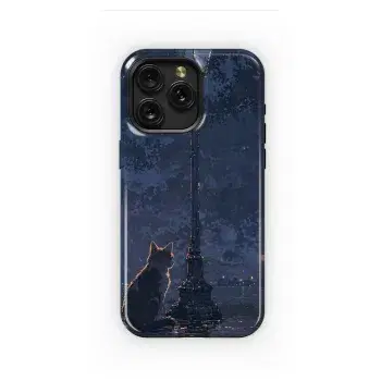 Night Cat, Lamplight, Cityscape
 Phone Case iPhone Samsung Cover Pixel 4299 - Image 1
