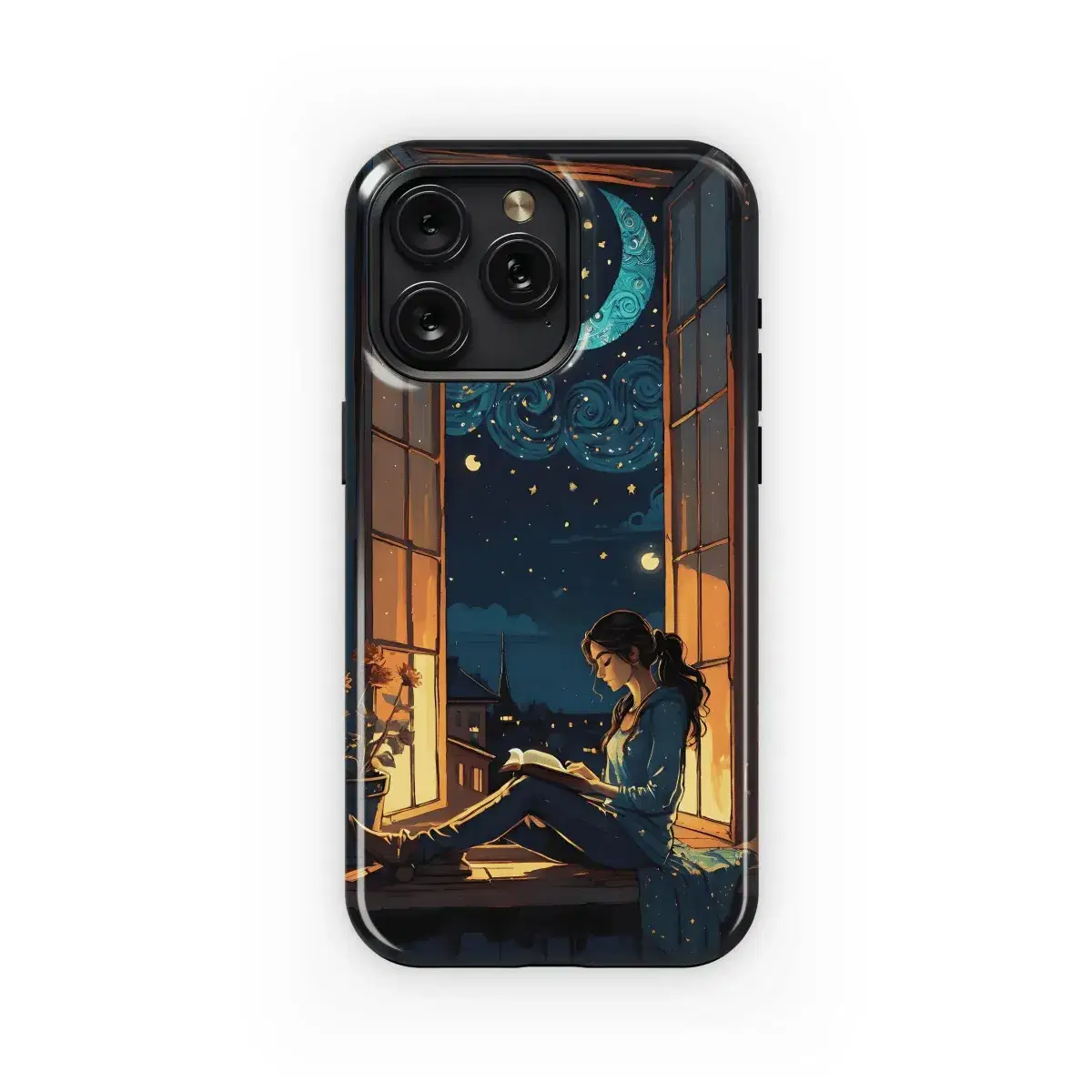 Night Reading Moonlit Window
 Phone Case iPhone Samsung Cover Pixel 4594 - Image 1
