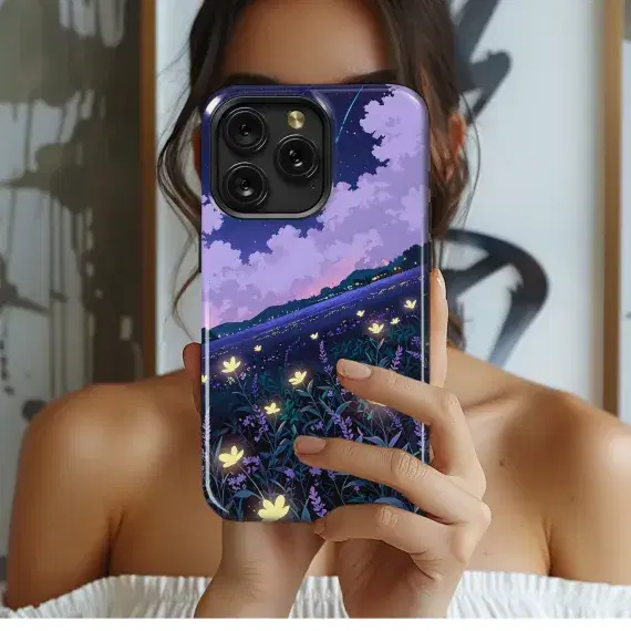 Night Sky Meadow Flowers
 Phone Case iPhone Samsung Cover Pixel 5535 - Image 1