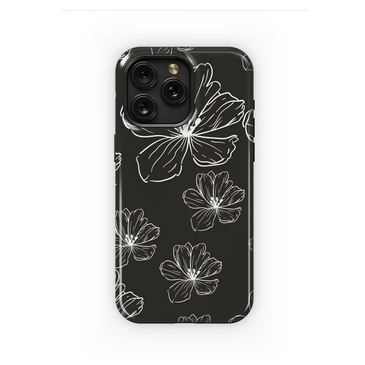 Nocturnal Blooms in White Ink Phone Case iPhone Samsung Cover Pixel 6917 - Image 1