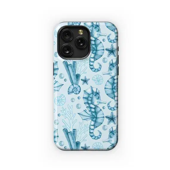 Ocean Blue Little Seahorses Phone Case iPhone Samsung Cover Pixel 5234 - Image 1