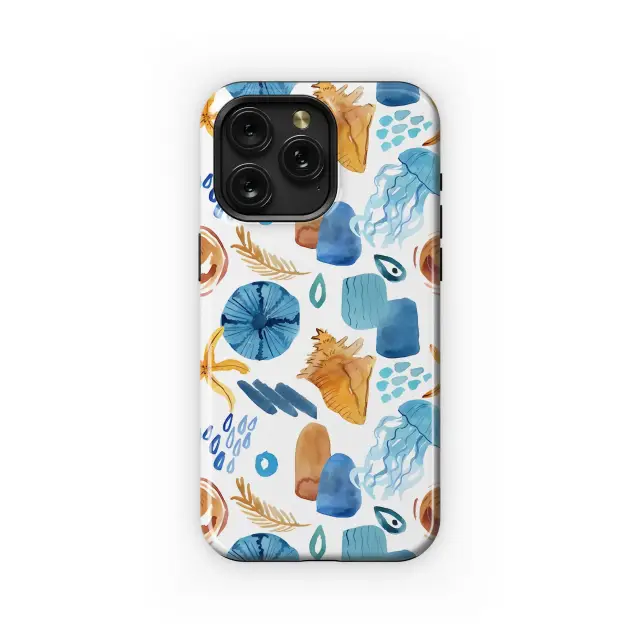 Ocean Elements Watercolor Pattern Phone Case iPhone Samsung Cover Pixel 5232