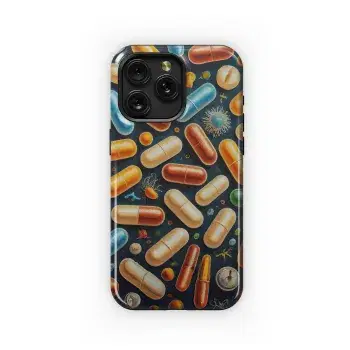 Oil Painting Medical Icons Microorganisms Phone Case iPhone Samsung Cover Pixel 3306 - Image 1