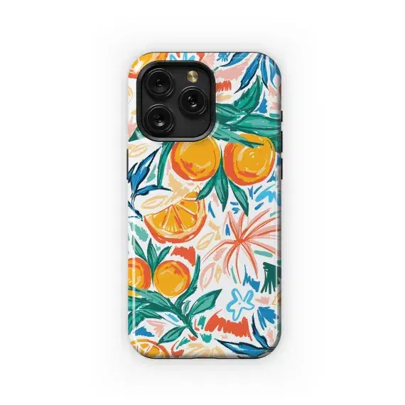 Orange Fruit Leaf Pattern Phone Case iPhone Samsung Cover Pixel 2428 - Image 1